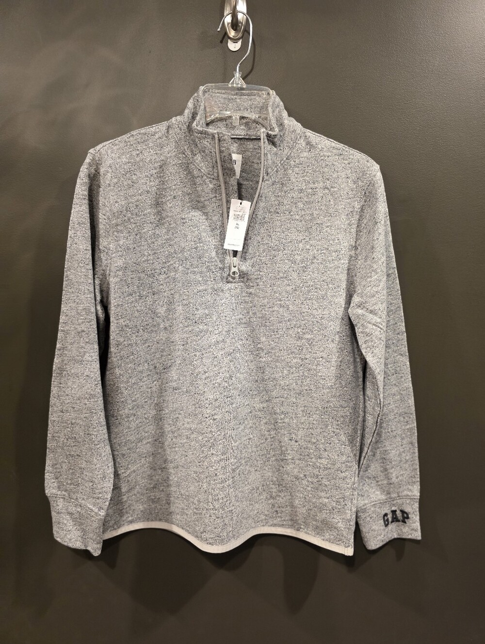 New GAP Kids Gray Zip Pullover Cotton Top Sweater Size XL